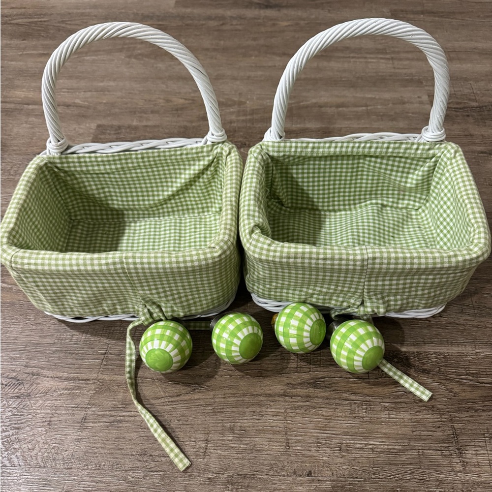 Pottery barn kids hanging baskets and curtain rod ends